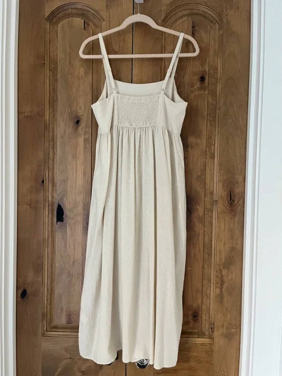 Nordstrom Treasure & Bond Linen Blend Midi Sundress medium — ivory dove - Picture 3 of 4